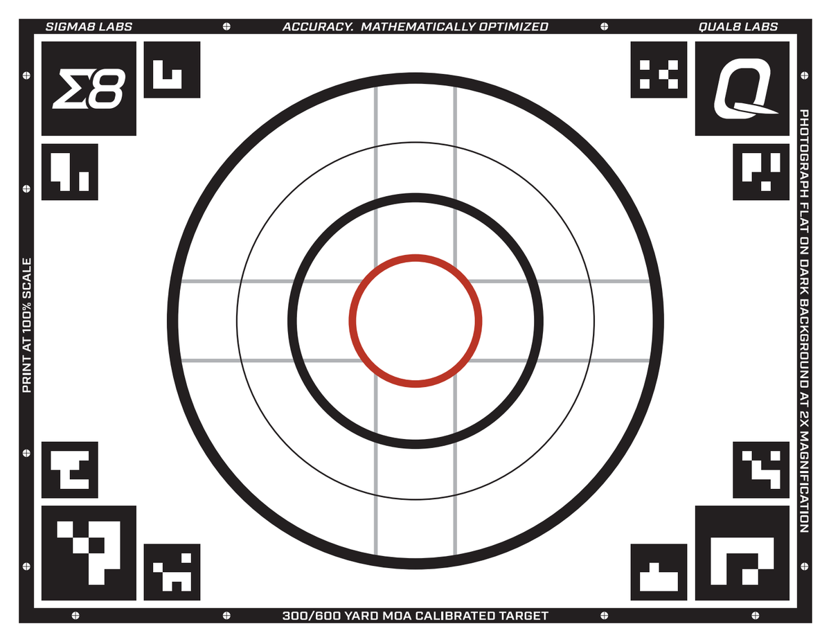 Qual8 300 to 600 MOA calibrated target for Match Qualification